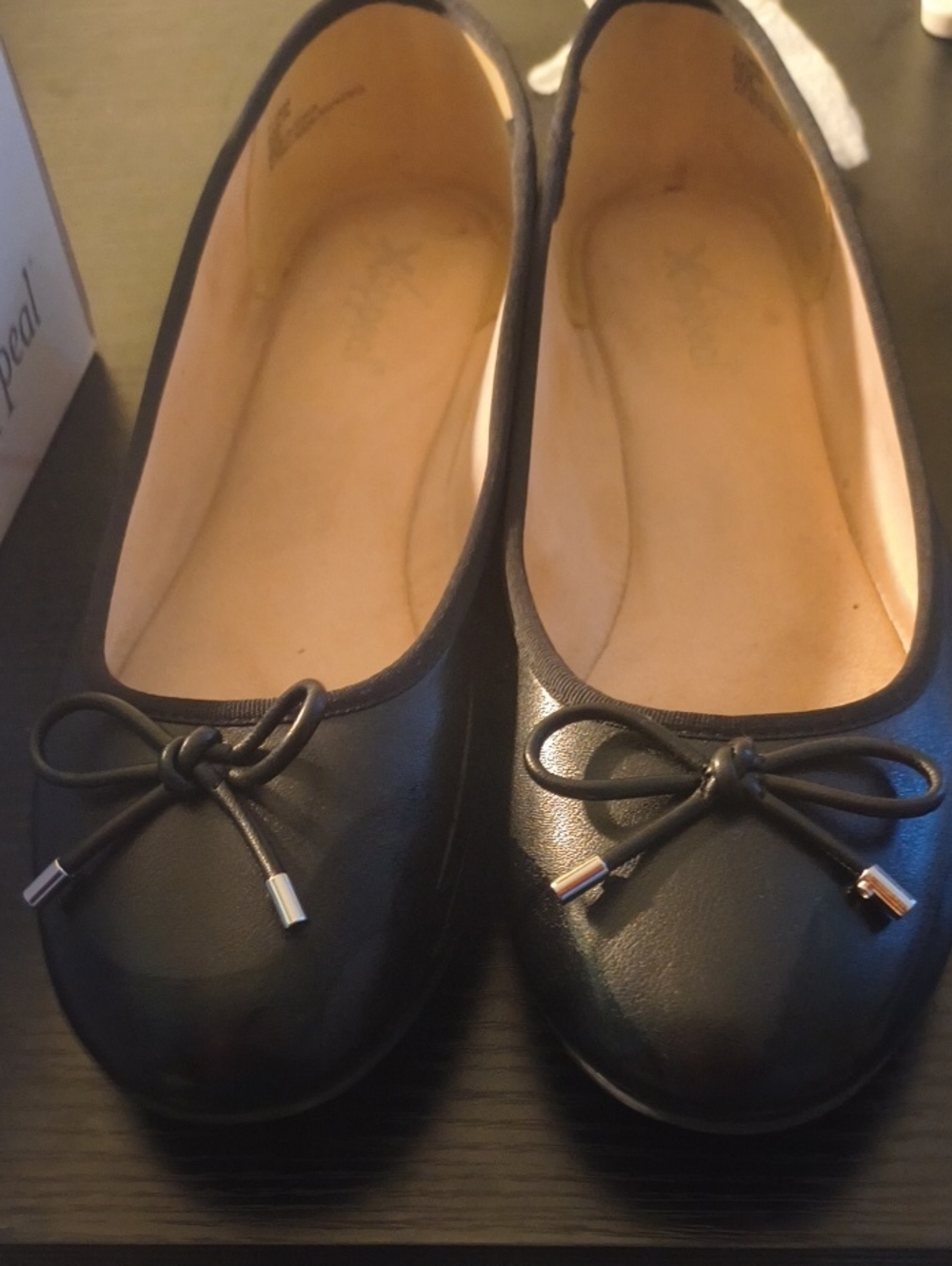 Xappeal Black Ballet Flats with Bow Accent